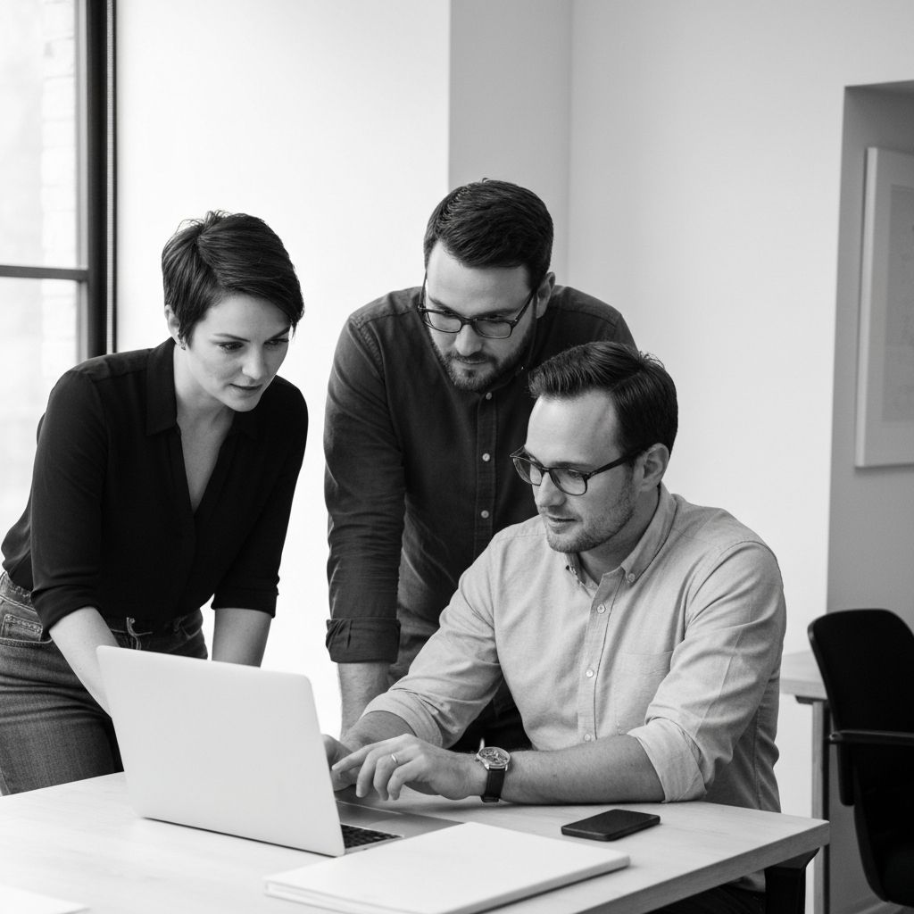 Zespół KnowCaption pracujący nad projektem content marketingowym